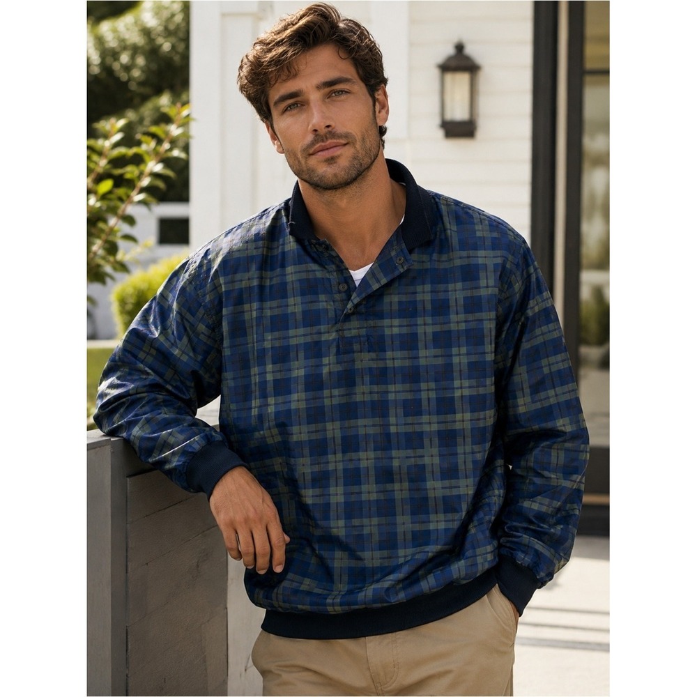 Vintage 90s Boston Golf by Charles Bastion Plaid Windbreaker Jacket XXL